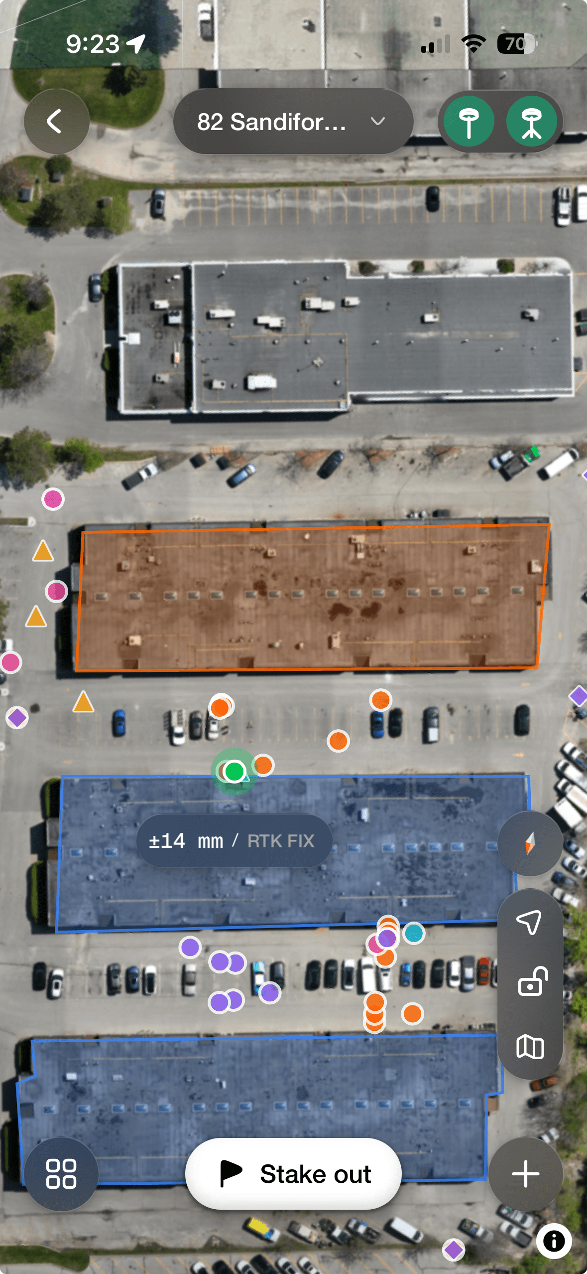 Mapdesk site plan overlaid on the ground